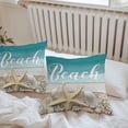 thumbnail image 4 of Ocean Beach Outdoor Waterproof Pillow Covers 26x26 Pack of 2 Starfish Shell Coral Green Brown Ombre Wood Grain Decorative Outdoor Pillow Covers Square Cushion Cases for Patio Furniture Pergola Couch, 4 of 4