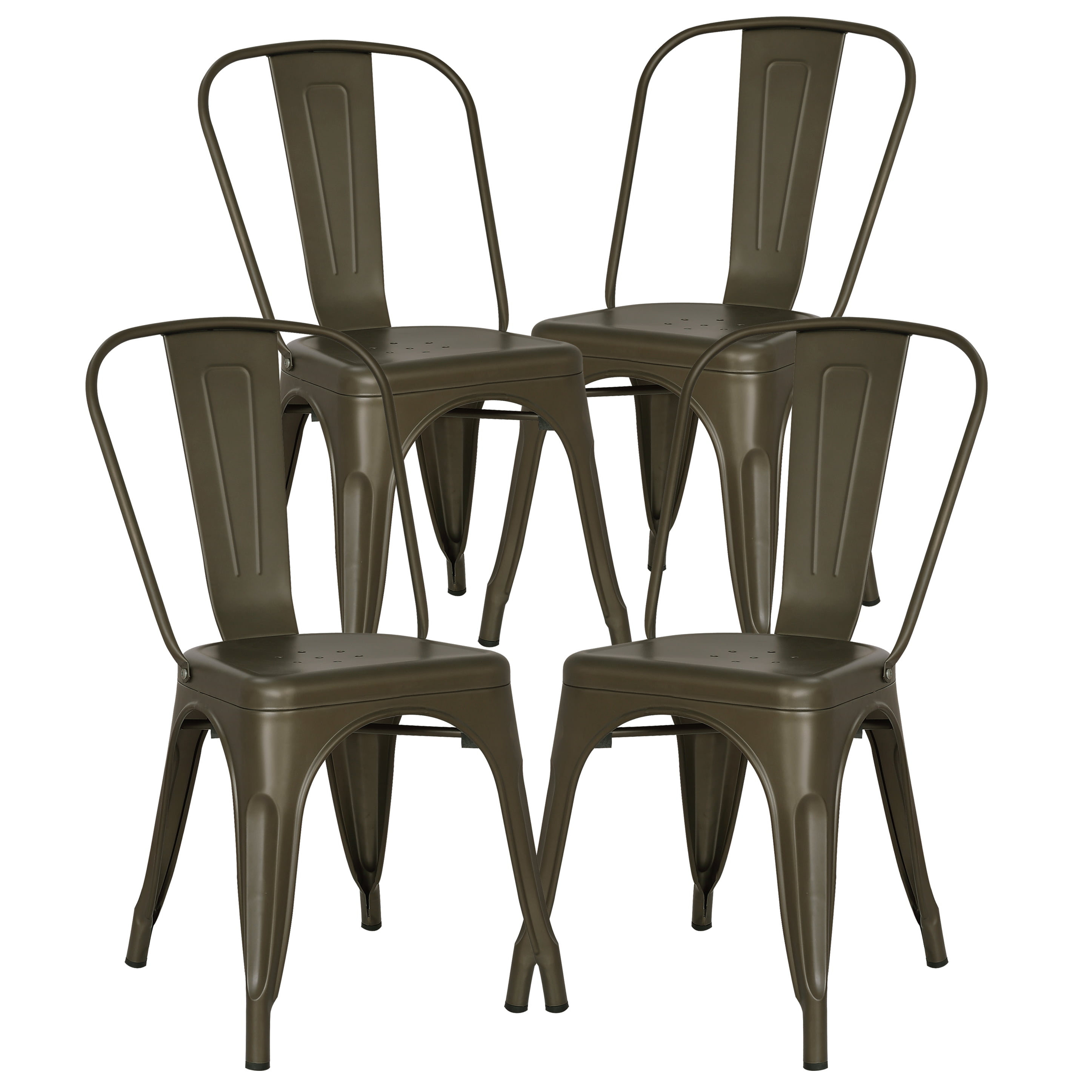 Gun Metal Bistros and Cafes Retro Style Your Price Furniture.com Set of 6 Metal Industrial Dining Chairs Stackable Tolix Style Kitchen Vintage Seat For Home