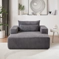 thumbnail image 2 of 75 Inch Corduroy Sponge Sofa Lounge Chair, Fluffy Modern Sleeper Chair for Indoor/Living Room/Bedroom/Apartroom, Grey, 2 of 8