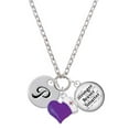 thumbnail image 1 of Delight Jewelry Silvertone Large Script Letter - P - 3/4'' Disc - Purple Heart Nurse Strong Zoe Necklace, 1 of 4