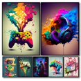 thumbnail image 2 of Controlador de juego colorido para decoración del hogar, póster de arte de pared, impresiones, imagen estética nórdica, pintura en lienzo, Gaming Boy Room, 2 of 4