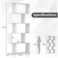 thumbnail image 2 of 5 Tier Geometric Bookcase, S Shaped Bookshelf, Modern Decorative Storage Shelving, Wooden Room Divider Bookcase, 62.5" Tall Staggered Display Book Shelf for Living Room (2, White), 2 of 9