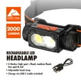 thumbnail image 2 of Ozark Trail LED  Rechargeable Headlamp, 2000 Lumens, 4 Modes, IPX4 Water Resistant, 8 Hour Runtime, 2 of 8
