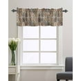 thumbnail image 3 of Abstract Ethnic Floral Art Window Valances for Kitchen,Rod Pocket Valance Privacy Small Curtain,Geometric Tribal Brown Pattern Window Treatment Drapes for Bedroom Laundry Room Farmhouse Home Decor, 3 of 8
