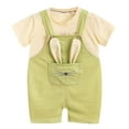 thumbnail image 1 of Odeerbi 0-5 Años Niños Niñas Trajes Conejo Bib Pantalones Cortos Generales Con Algodón Manga Corta Camiseta Conjunto de Verano Correa Romper Mono Traje de Juego, 1 of 4