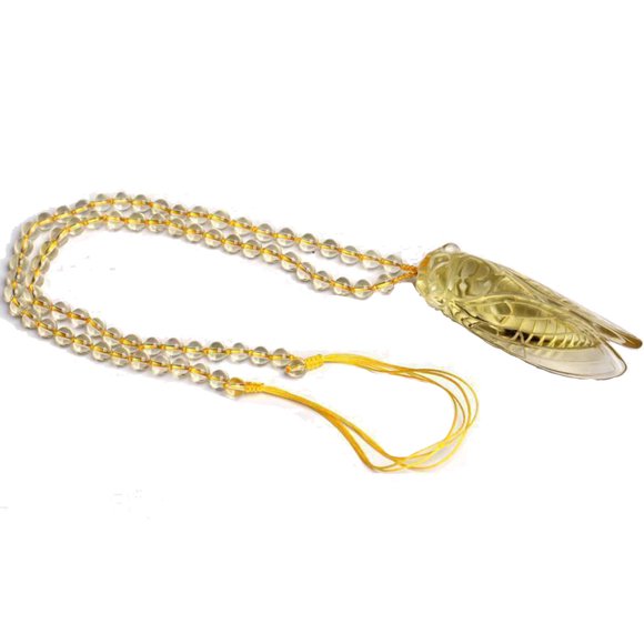 TopLLC Wealth Jasper Cicada Pendant Necklace Genuine Citrine Healing Chakra Crystal And Evil Necklace Inspirational Gift For Women And Men on Clearance