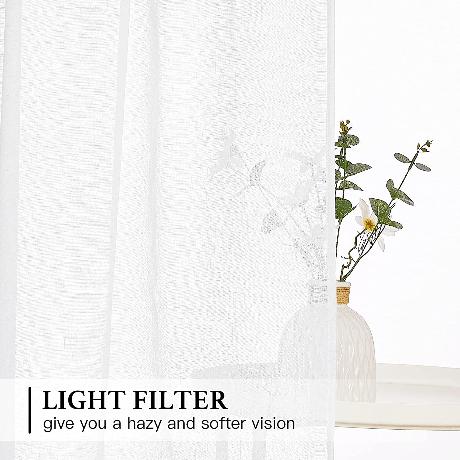 Pure White Bathroom Linen Curtain Textured Adjustable Roman Shade for Kitchen/Camper RV/Living Room 42 Wide x 63 Long NICETOWN Tie Up Curtain for Small Windows 1 Panel