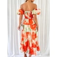 thumbnail image 2 of Women's Off Shoulder Floral Tiered Dress with Ruffle Details 100% Polyester Lightweight Dress for Summer and Everyday, 2 of 25
