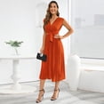 thumbnail image 4 of B91xZ Robes pour Femmes Col Rond Sans Manches Robes d'Été Couleur Unie Décontractées Midi Amples, A L, 4 of 5