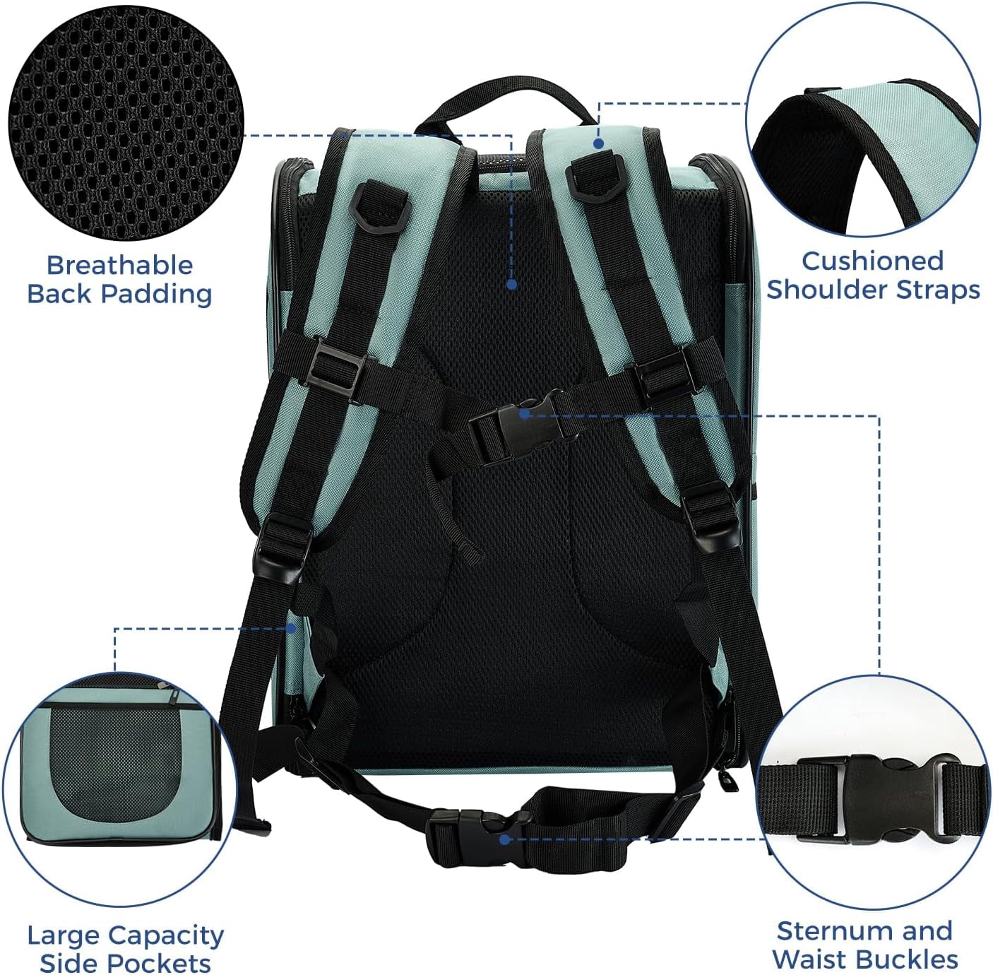Pet Carrier Backpack for 4-18lb Cats and Dogs, Puppies, Safety Features and Cushion Back Support | for Travel, Hiking, Outdoor Use (Gray)