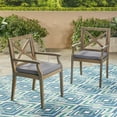 thumbnail image 2 of Christopher Knight Home Peter  Outdoor Acacia Wood Dining Chair Set of 2, Grey/Grey Cushion, 2 of 8