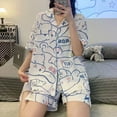 thumbnail image 3 of Summer Short Sleeved Shorts Two-piece Ice Silk Loose Southeast Asian Home Clothing Cartoon Pajamas, 3 of 4