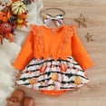 thumbnail image 3 of URMAGIC Baby Girl Halloween Romper Dress Ruffle High Waist Floral Skirt Bodysuit+Headband 6-24 Months, 3 of 10
