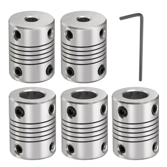 5 Packs Aluminum Alloy Shaft Coupling 5mm to 10mm, Flexible Coupling Motor Connector Joint (L25xD19)