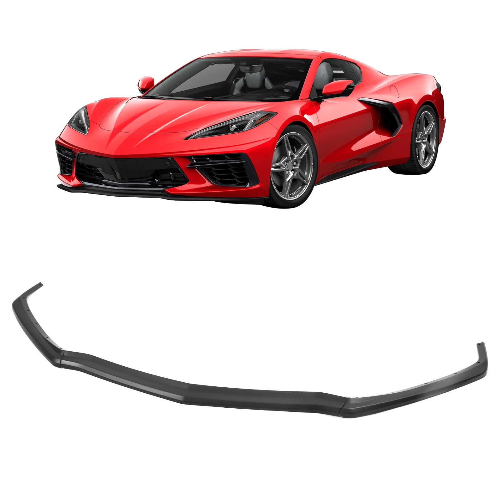Ikon Motorsports Compatible with 2020-2025 Chevy Corvette C8 Front Bumper Lip Z51 Style PP Texture Black Air Dam Chin Lip Splitter 3PCS