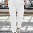 thumbnail image 2 of Iugvhana Knitting Cotton Jogger Pants for Men Casual Sports Fitness Sweatpant Wicking Breathable Elastic Waist Drawstring Foot Binding Trouser White L, 2 of 6
