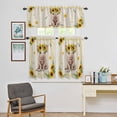 thumbnail image 5 of Kitchen Window Curtains Valance and Tier Set, Country Pig Sunflower Rod Pocket Tier Curtains and Valance 3 Piece Set, Summer Floral Leaf Animal Retro Linen Window Treatment for Bedroom Living Room, 5 of 9