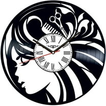 Amblelife Hairdresser Beauty Salon Vinyl Record Wall Clock Retro style Wall clock Silent Home Decor Unique Art Special Home Accessories Creative Personality Gift