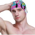 thumbnail image 3 of FYBTO Swimming Cap Funny Giraffe Donut Doodle Adult FYBTO Polyester, 3 of 4