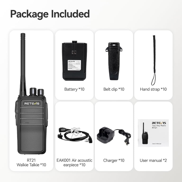 Retevis RT21 Kit Radio Bidirectionnel PMR446 Kit Radio