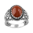 thumbnail image 4 of Sterling Silver Red Jasper Concha Flower Ring, Sizes 5 to 10, 4 of 9