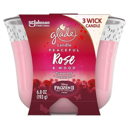 Glade 3-Wick Candle Air Freshener 1 CT, Rose and Wood, 6.8oz