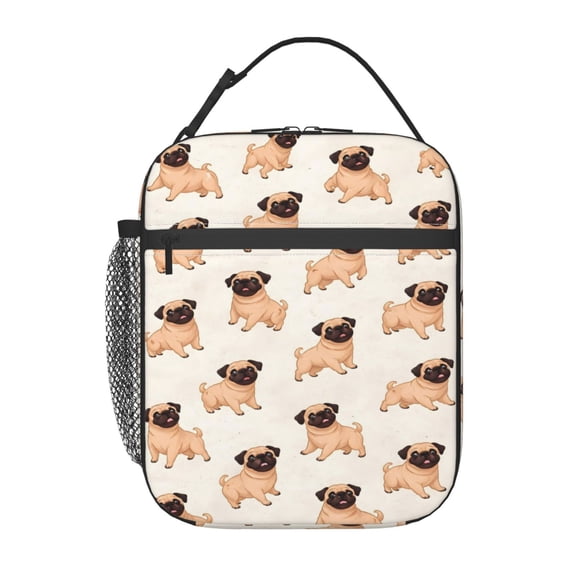 Playful Pug Lunch Bag Portable Thermal Lunch Box for Men and Women