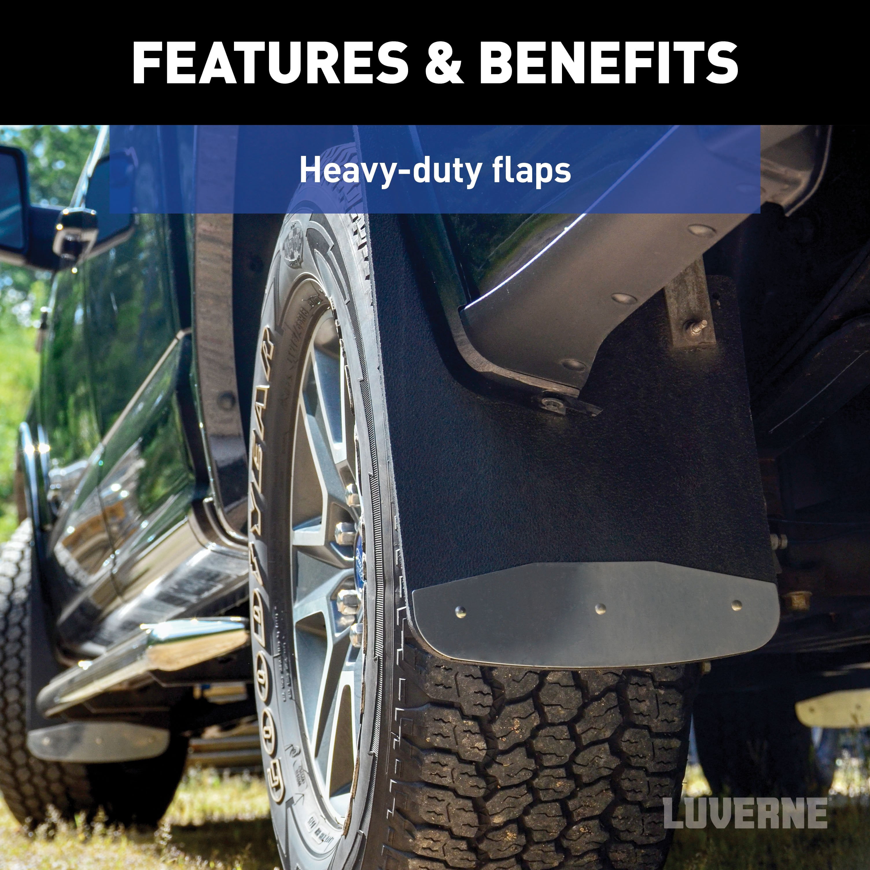 LUVERNE Front 12" x 20" Rubber Mud Guards, Select Dodge, Ram 1500, 2500, 3500 (2 Flaps) 250930