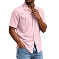 thumbnail image 4 of Cmfcve Mens Short Sleeve Shirts Classic Lapel Collared Button Down Shirts Dressy Casual Summer Tops with Chest Pockets, 4 of 8