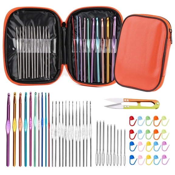 BESTSKY Crochet Needles Set,Crochet Hooks Kit with Storage Case,DIY Hand Knitting Craft Art Tools,54 Pcs