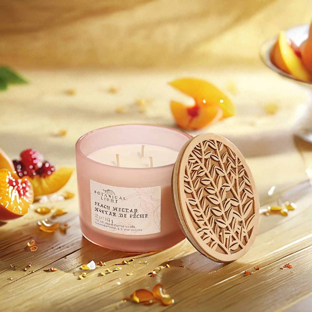 Botanical Light 12OZ Peach Nectar Soy Wax Blended Scented Candle,3 mèche de coton