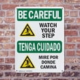 thumbnail image 4 of (2 Pack) Watch Your Step With Symbol Bilingual OSHA Be Careful Sign 7 Inch X 10 Inch Plastic Sign, Weather Resistant, UV Protected for Workplace, Business, and Construction Site, Made, 4 of 8