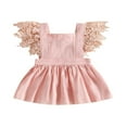 thumbnail image 1 of Enfants Filles Princesse Robe Couleur Unie Mouche Robe Manches, 1 of 8