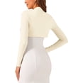 thumbnail image 3 of INSPIRAR CHIC Chaquetas Bolero para Mujeres de Manga Larga Abiertas de Frente de Algodón Tejido Corto M Beige, 3 of 6