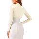 thumbnail image 3 of INSPIRAR CHIC Chaquetas Bolero para Mujeres de Manga Larga Abiertas de Frente de Algodón Tejido Corto M Beige, 3 of 6