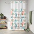 thumbnail image 6 of No Hook Shower Curtain, Teal Red Seahorse Coastal Shower Curtains for Bathroom with See Through Top Window, Vintage Nautical Beach Coral Starfish Waterproof Bath Curtain Small Stall 36"x78", 6 of 9