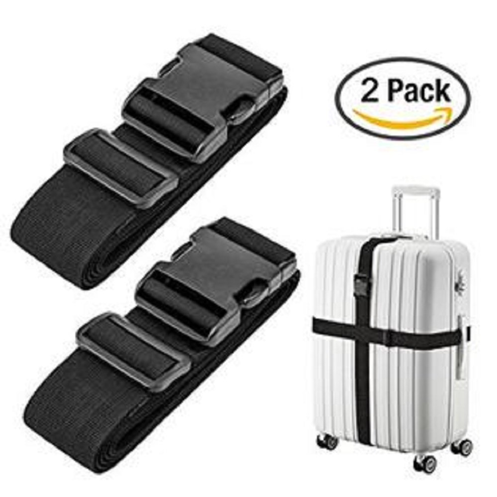 Cloudz Cloudz Lot 2 Black Adjustable Luggage Straps Suitcase Secure