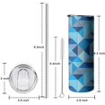 thumbnail image 5 of 20oz Blue Geometric Pattern Skinny Tumblers Stainless Steel Tumbler with Lid and Straw,Vacuum Insulated Double Wall Travel Tumbler Cups with Cleaning Brush for Coffee,Tea, 5 of 6