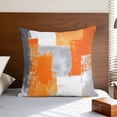 thumbnail image 4 of Burnt Orange Grey Oil Painting Pillow Covers 16x16 Inch, Abstract Modern Geometric Linen Pillowcase with Invisible Zipper, Decorative Throw Pillow Covers Cushion Case for Couch Sofa Bed Living Room, 4 of 9