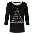 thumbnail image 5 of Craaazy Christmas Gifts For Women Crew Neck 3/4 Sleeve Xmas Shirts Funny Santa Christmas Tree Graphic Pullover Snowman Sweatshirts Womens Tops, 5 of 5