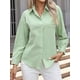thumbnail image 4 of Camisas de Algodón para Mujer, con Botones, Cuello, Larga, Blusas Antiarrugas. Verde XL, 4 of 10