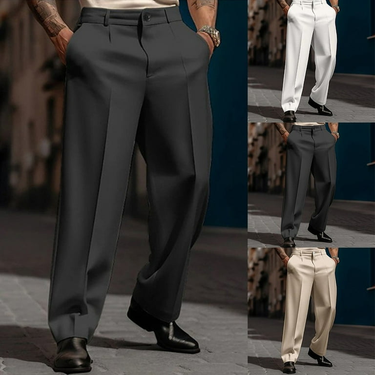 Men Elegant Wide Leg Straight Dress Pants Formal Business Men Elegant Wide Leg Straight Dress Pants Formal Business