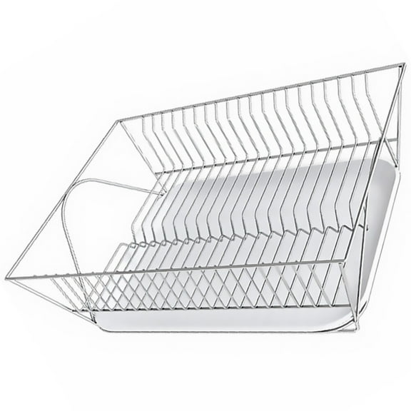 WHAMVOX Stainless Steel Dish Drying Rack with Water Tray for Kitchen Use Silver 12.5 x 8.3 x 6.7 inches