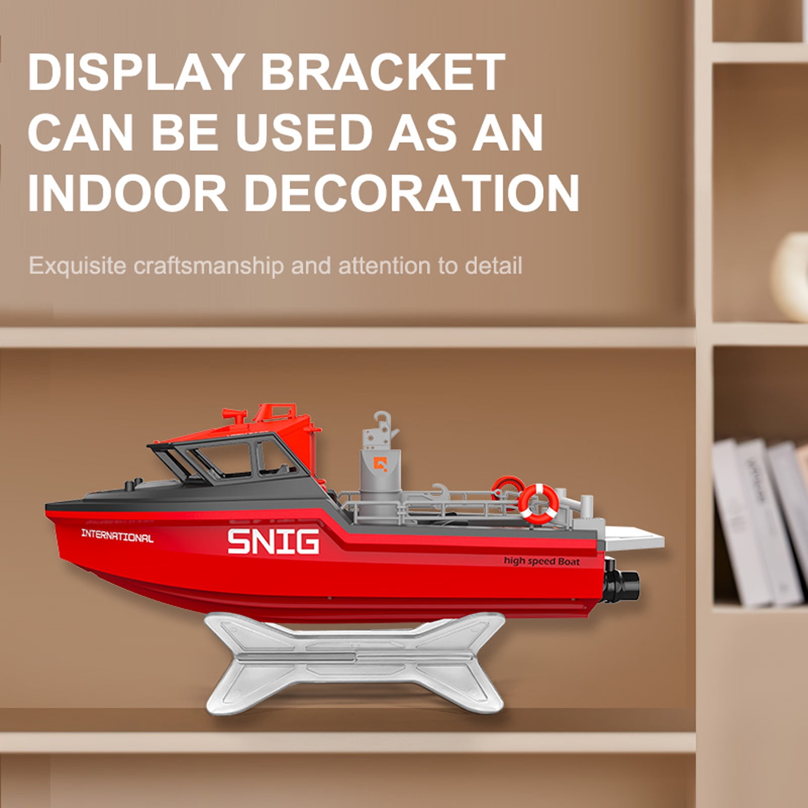 Remote  Boat,Low Battery Alarm Ship With Motor With Motor Low Battery Alarm Pools And Lakes Toy Pools And Lakes Remote Boat Rescue Alarm Pools And Boat Rescue Ship White and Orange