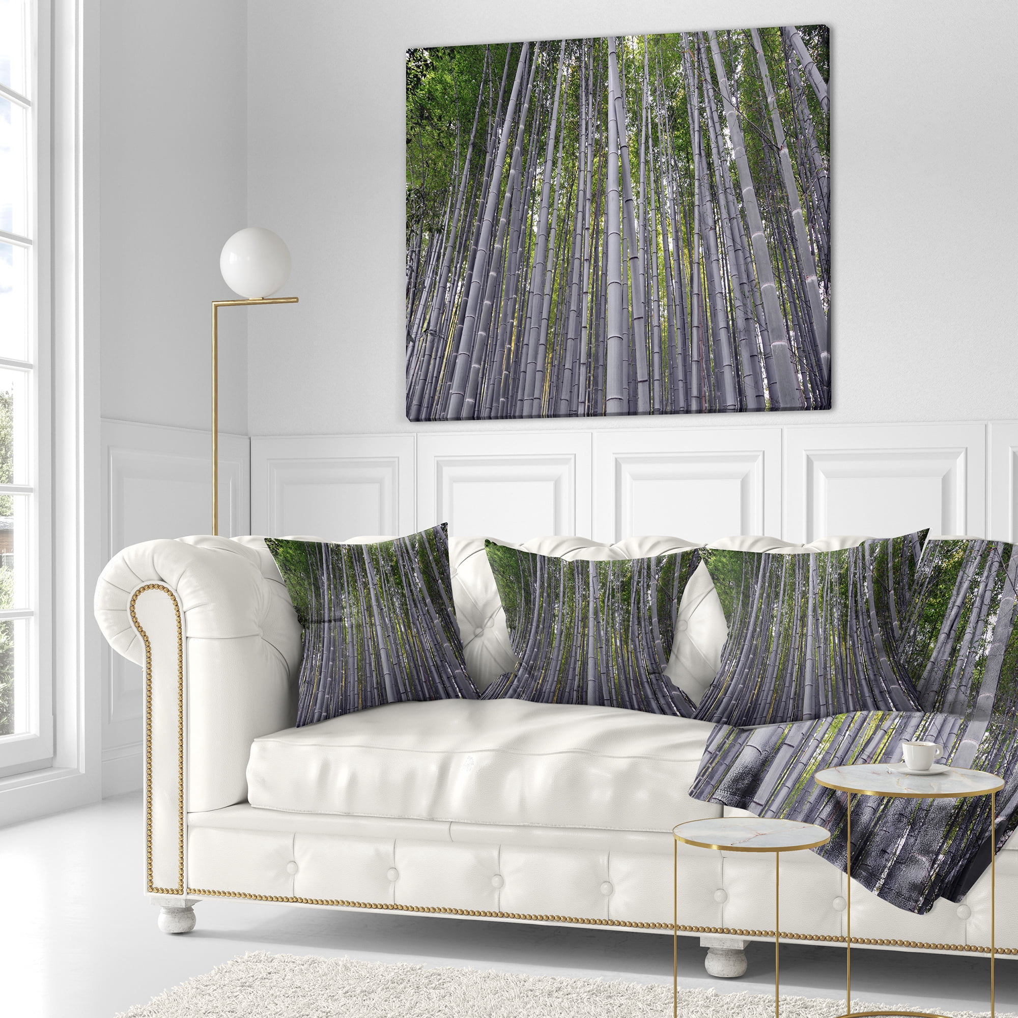 Designart Thick Bamboo Trunks in Japan - Forest Throw Pillow - 16x16
