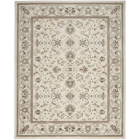HomeRoots 553192 9 x 12 ft. Floral Distressed Rustic Area Rug - Cream