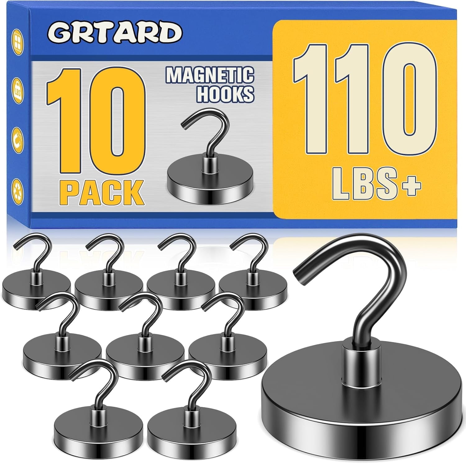 GRTARD 10-Pack Magnetic Hooks Heavy Duty 110 lbs photo 1