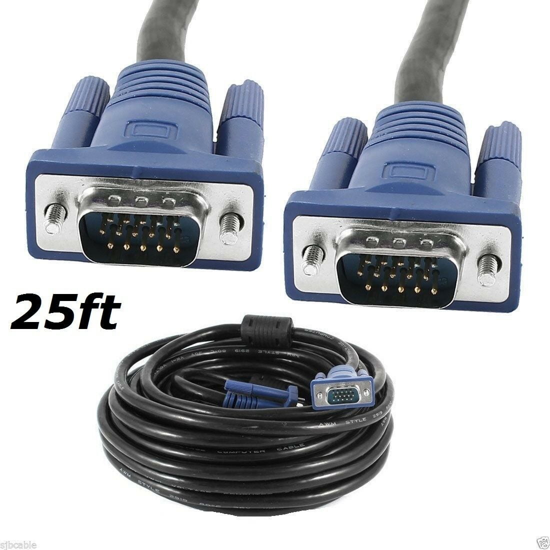 SUPER VGA SVGA CABLE CORD MALE TO MALE 25FT FOR PC HDTV 