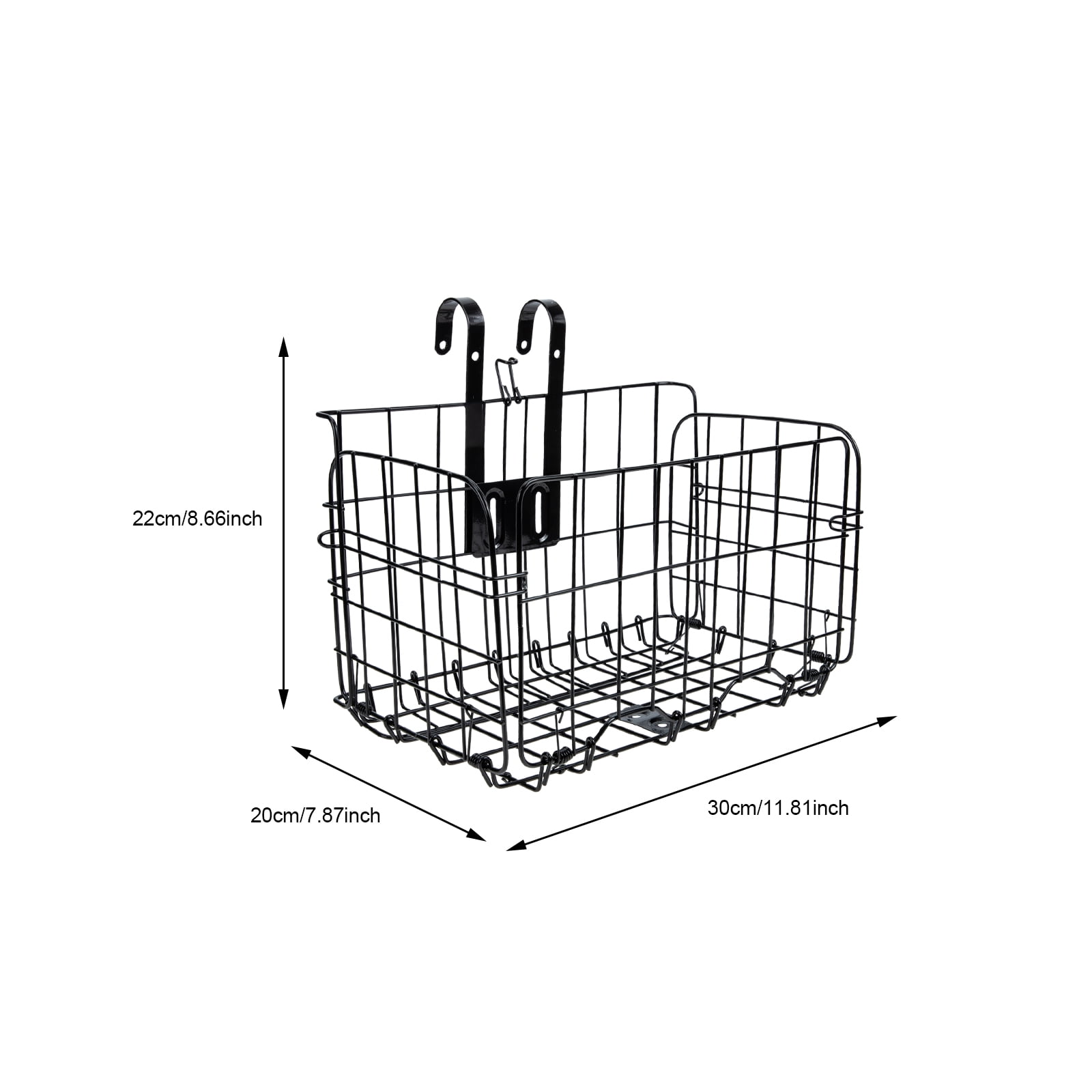 Soimiss Iron Bike Basket Front Mount Lightweight Black Foldable for Outdoor Cycling Storage