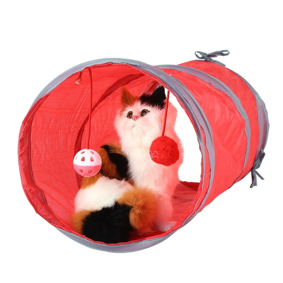 Cat Tunnel Toy, Collapsible Design Tunnel Tube Toys Steel Supported Sturdy Interactive Kitty Toys Small Size and Convenient to Store Kitten Toys Set for Indoor